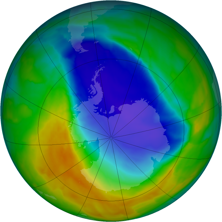 Antarctic ozone map for 16 October 2013